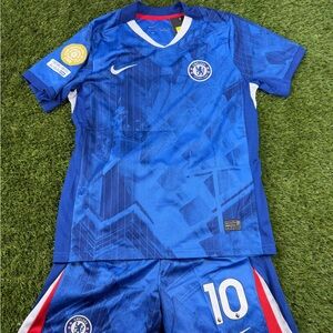 Chelsea Cole Palmer Kids Blue Soccer Jersey Kit